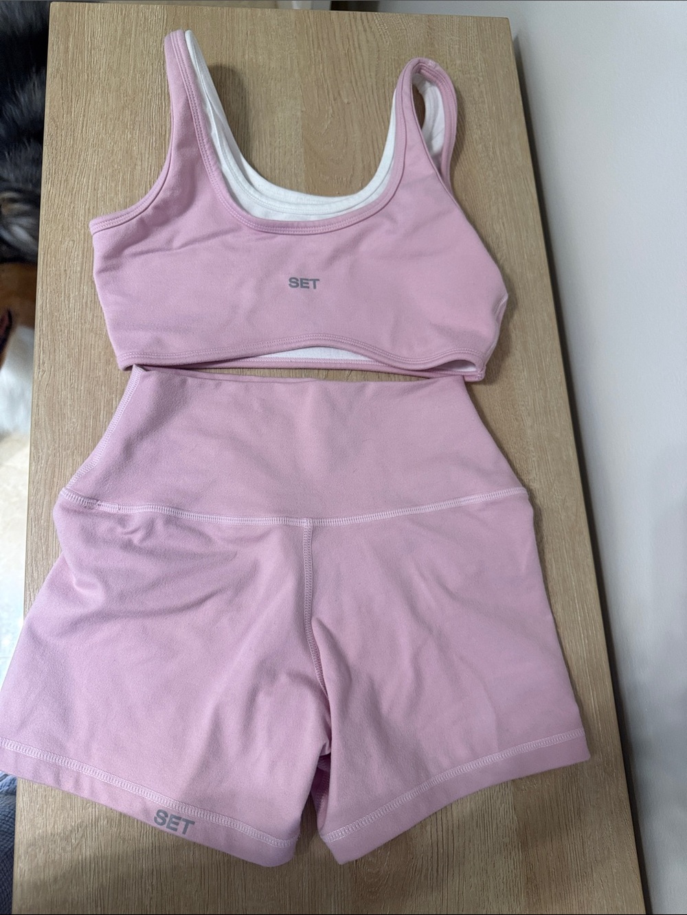 SET Active Pink Sports Bra and High-Waist Shorts Set